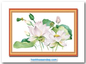 Bức tranh treo tường hoa sen kiểu màu nước đẹp