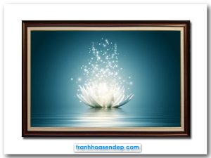 Bức tranh treo tường đẹp hình ảnh bông hoa súng phát sáng lung linh