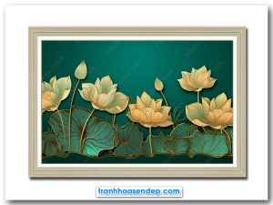 Tranh treo tường hoa sen vàng đẹp sang trọng