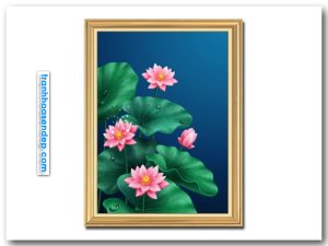Bức tranh khổ dọc hình ảnh hoa sen hồng đẹp