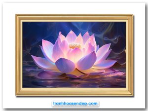 Tranh treo tường đẹp hình ảnh bông hoa sen phát sáng