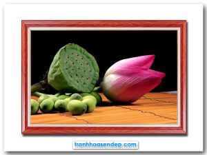 Tranh phòng ăn đẹp hình ảnh hoa sen, bát sen, hạt sen