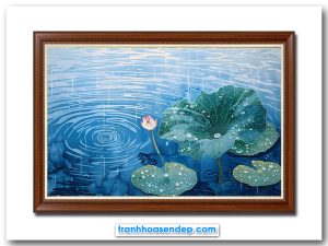 Tranh treo tường mưa trên đầm sen đẹp