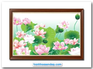 Bức tranh treo tường đẹp hình ảnh đầm hoa sen hồng