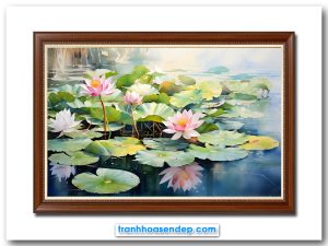 Mẫu tranh đẹp hình ảnh đầm hoa súng nở