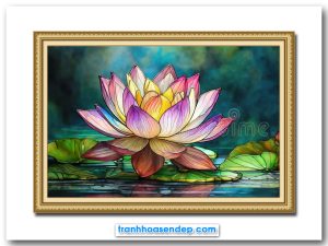 Bức tranh đẹp hình ảnh bông hoa sen nổi bật trong đầm