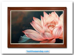 Bức tranh đẹp hình ảnh bông hoa sen hồng sáng rực rỡ nổi bật