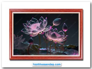 Bức tranh đẹp hình ảnh những bông hoa sen hồng phát sáng lung linh