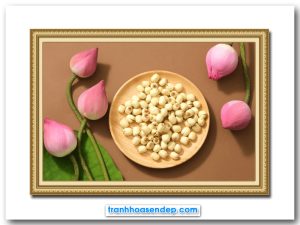 Mẫu tranh đẹp tạo hình hoa sen và đĩa hạt sen kiểu nghệ thuật