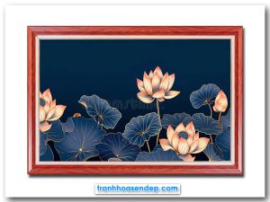 Tranh treo tường đầm hoa sen đẹp nét nổi