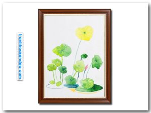 Bức tranh khổ dọc đẹp vẽ phác họa đầm hoa sen đơn giản