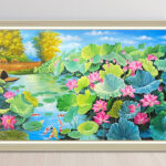 Mẫu tranh đẹp phong cảnh đầm sen quê hương